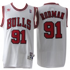 Cheap Dennis Rodman Bulls 91 Throwback Jersey White For Sale