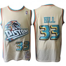 Cheap Grant Hill Pistons Cream Throwback NBA Jersey For Sale