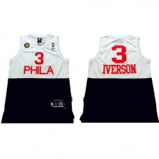 Cheap Iverson 10TH Throwback 76ers Black White NBA Jersey