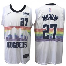 Cheap Jamal Murray Nuggets Rainbow City jersey White For Sale