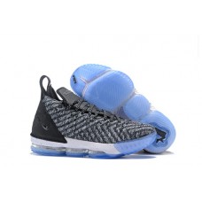 Cheap LeBron 16 Oreo Black Metallic Silver Nike Shoes On Feet