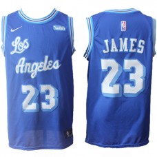 Cheap LeBron James Lakers Throwback Wish Jersey Blue Classic Sale