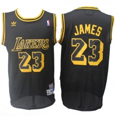 Cheap LeBron James Throwback Lakers Black Jersey For Sale