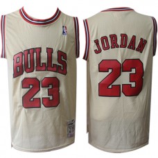 Cheap Michael Jordan Bulls Throwback Cream Jersey For Sale