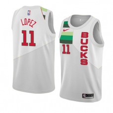 Coolest Brook Lopez Bucks Earned NBA Jerseys White Gray For Sale