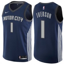 Discount Allen Iverson Pistons Motor City NBA Jersey Navy Blue