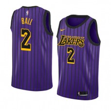 Discount Mens Lonzo Ball Black Purple Lakers City NBA Jerseys