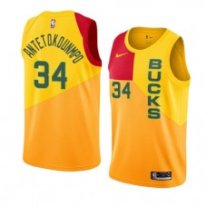 Giannis Antetokounmpo Bucks City New Jersey Yellow For Cheap