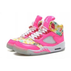 Girls Nike Air Jordan 5 Floral Pink White Shoes Online Sale