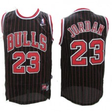 NBA Chicago Bulls 23 Michael Jordan Throwback Jersey Hardwood Classics Black Pinstripe Soul Swingman