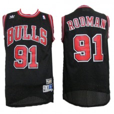 NBA Chicago Bulls 91 Dennis Rodman Throwback Jersey Hardwood Classics Black Swingman