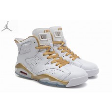 New Air Jordan 6 Retro Gold Medal White Gold Shoes Sale