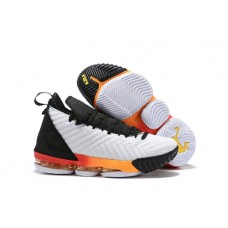 New LeBron 16 White Black Orange Basketball Shoes Cheap On Sale