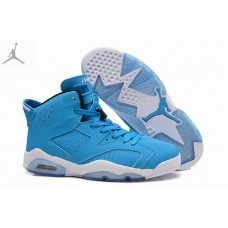 Order Air Jordan Retro 6 (VI) Blue White Shoes On Feet