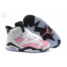 Order Girls Air Jordan Retro 6 (VI) Pink White Black Shoes Online