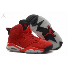 Order Girls Air Jordan Retro 6 (VI) Red Black Shoes On Feet