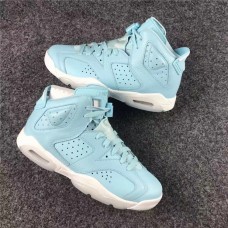 Real Air Jordan 6 Retro Pantone Blue White Shoes For Girls