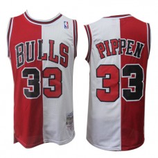Scottie Pippen Bulls Throwback Split NBA Jerseys Red White For Cheap