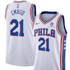 Unisex Nike Joel Embiid White Philadelphia 76ers Swingman Badge Player Jersey - Association Edition