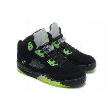 Wholesale Air Jordan 5 Black Green Shoes Cheap On Feet