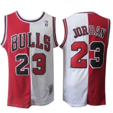 Wholesale Michael Jordan Bulls Retro Split NBA Jerseys Red And White