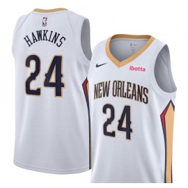 Unisex Nike Jordan Hawkins White New Orleans Pelicans Swingman Badge Player Jersey - Association Edition
