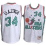Nike NBA Houston Rockets 34 Hakeem Olajuwon 1996 All Star Jersey White Throwback
