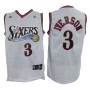 NBA Philadelphia 76ers 3 Allen Iverson Throwback Jersey White Swingman Hardwood Classics