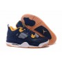 Cheap Air Jordan 4 Retro Dark Blue Yellow Shoes On Feet