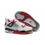 Girls Air Jordan 4 Fire Red White Red Black Shoes Online