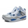 Real Air Jordan 4 Retro White Military Blue Grey On Sale