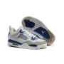 Real Jordan 4 Retro White Military Blue Grey Sale For Girls