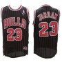 NBA Chicago Bulls 23 Michael Jordan Throwback Jersey Hardwood Classics Black Pinstripe Soul Swingman